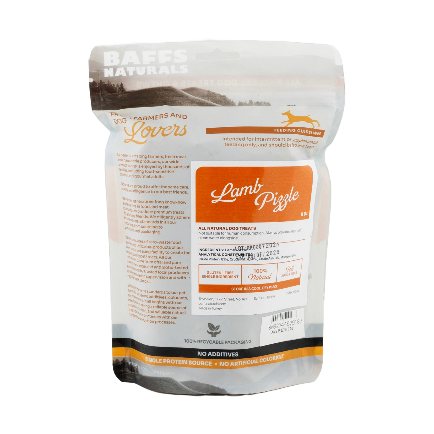 BAFFS NATURALS Braided Lamb Pizzle Dog Chews – Long-Lasting Natural