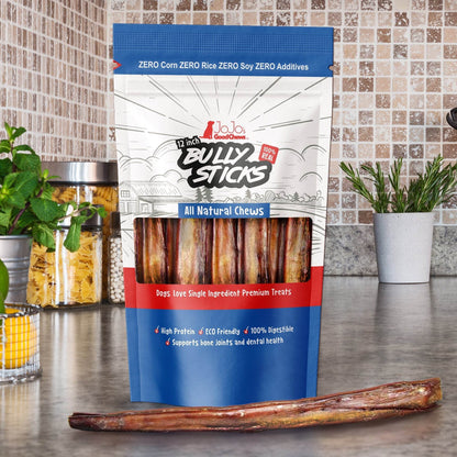 All-Natural Beef Bully Stick Dog Treats - 12-Inch Jumbo Chews (2-Pack)