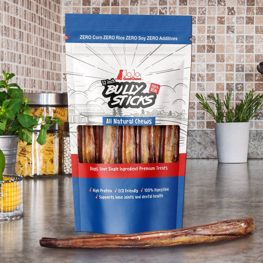 All-Natural Beef Bully Stick Dog Treats - 12-Inch Jumbo Chews (2-Pack)