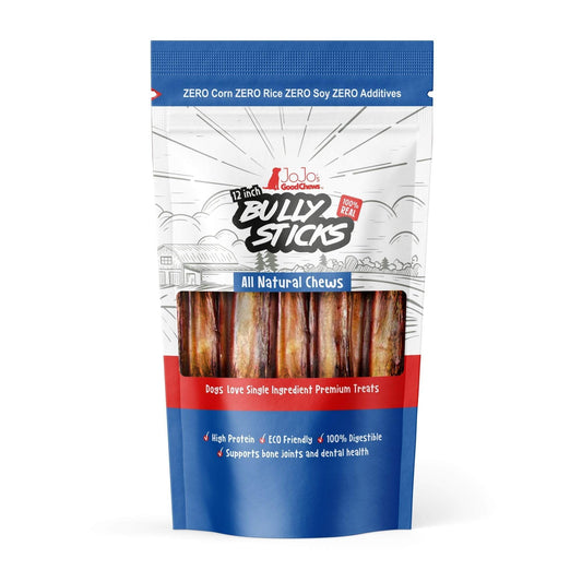 All-Natural Beef Bully Stick dog treats 12-inch jumbo single ingredient chews 2-pack in resealable bag