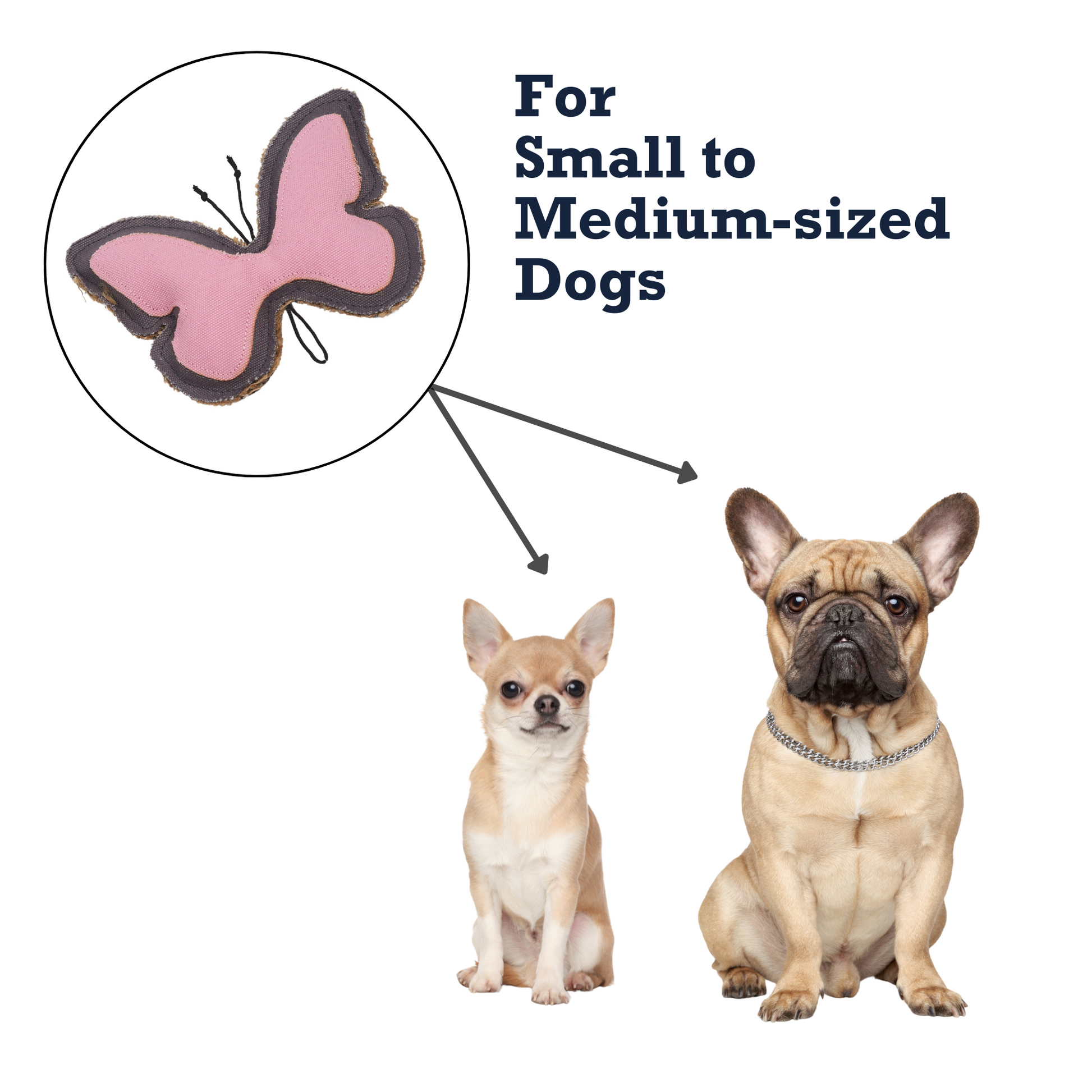 Country Living Canvas butterfly-shaped dog chew toy made of natural jute and canvas, durable and safe for small to medium dogs