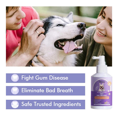 Dog and cat tooth cleaning spray for fresh breath and gum disease protection