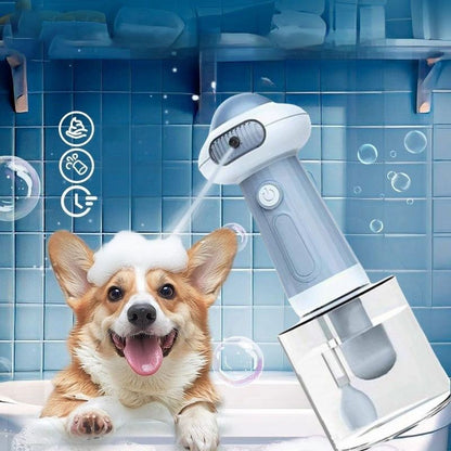 Blue automatic pet cleaning bathing foaming machine for cat and dog bubble bath