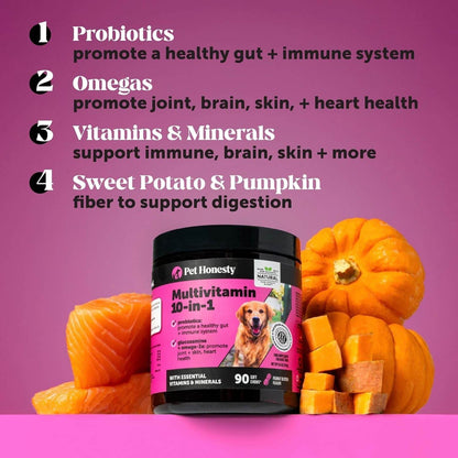 Multivitamin chews for dog in various packaging and forms