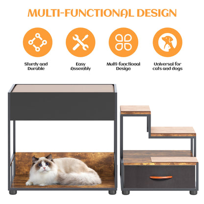 Step Window Perch,Bunk Beds Window Perch for Dogs Bedside Lounge Elevated Dog Bed Multi-Level Platform with sponge Vintage
