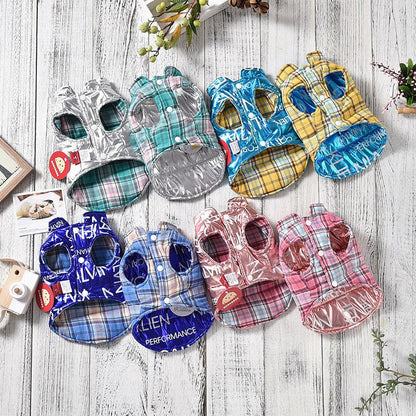 Assorted colorful cotton dog clothes wear vests for small dogs and puppies in plaid designs