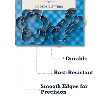Country Living 6-piece stainless steel cookie cutter set with paw and bone shapes, durable and rust-resistant with smooth edges for precision