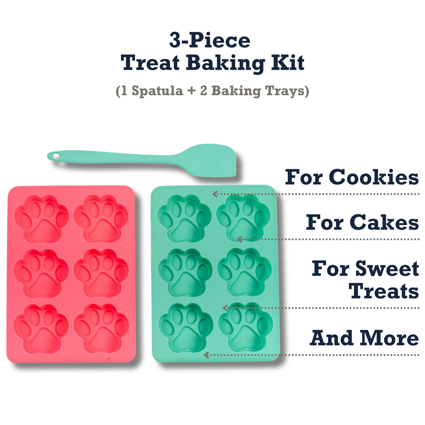 Silicone Baking Kit – 3-Piece Set, Paw Print Mold & Spatula for Treats