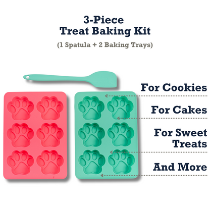 Silicone Baking Kit – 3-Piece Set, Paw Print Mold & Spatula for Treats