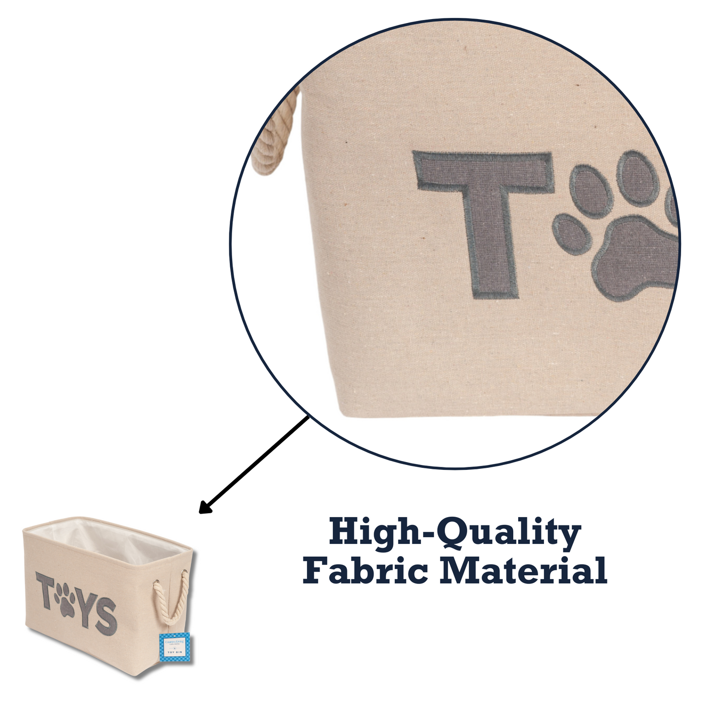 Country Living Foldable Fabric Dog Toy Storage Bin - Stylish Organizer