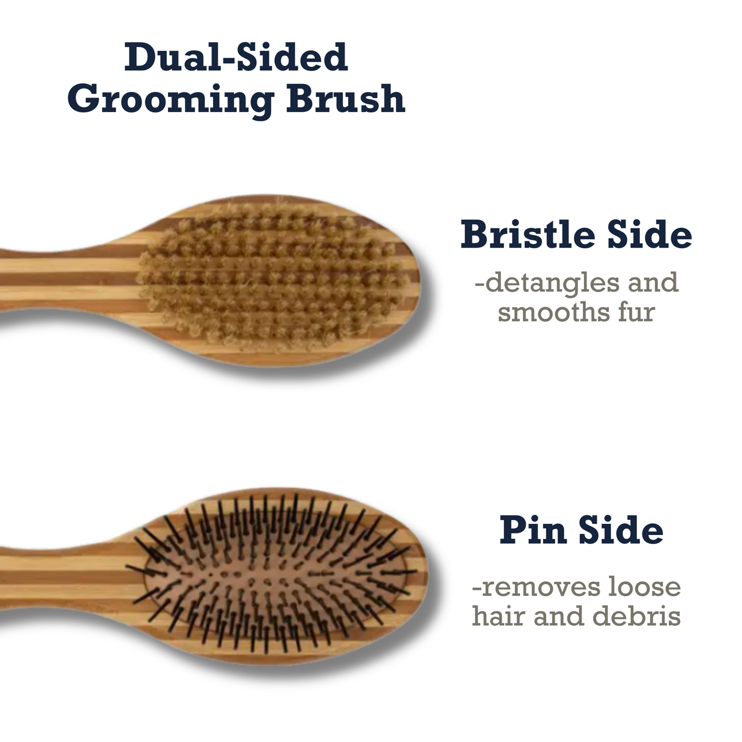 Country Living Dual-Sided Natural Wood Dog Brush with bristle and pin sides for grooming and shedding removal