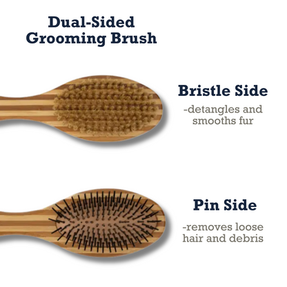 Country Living Dual-Sided Natural Wood Dog Brush with bristle and pin sides for grooming and shedding removal