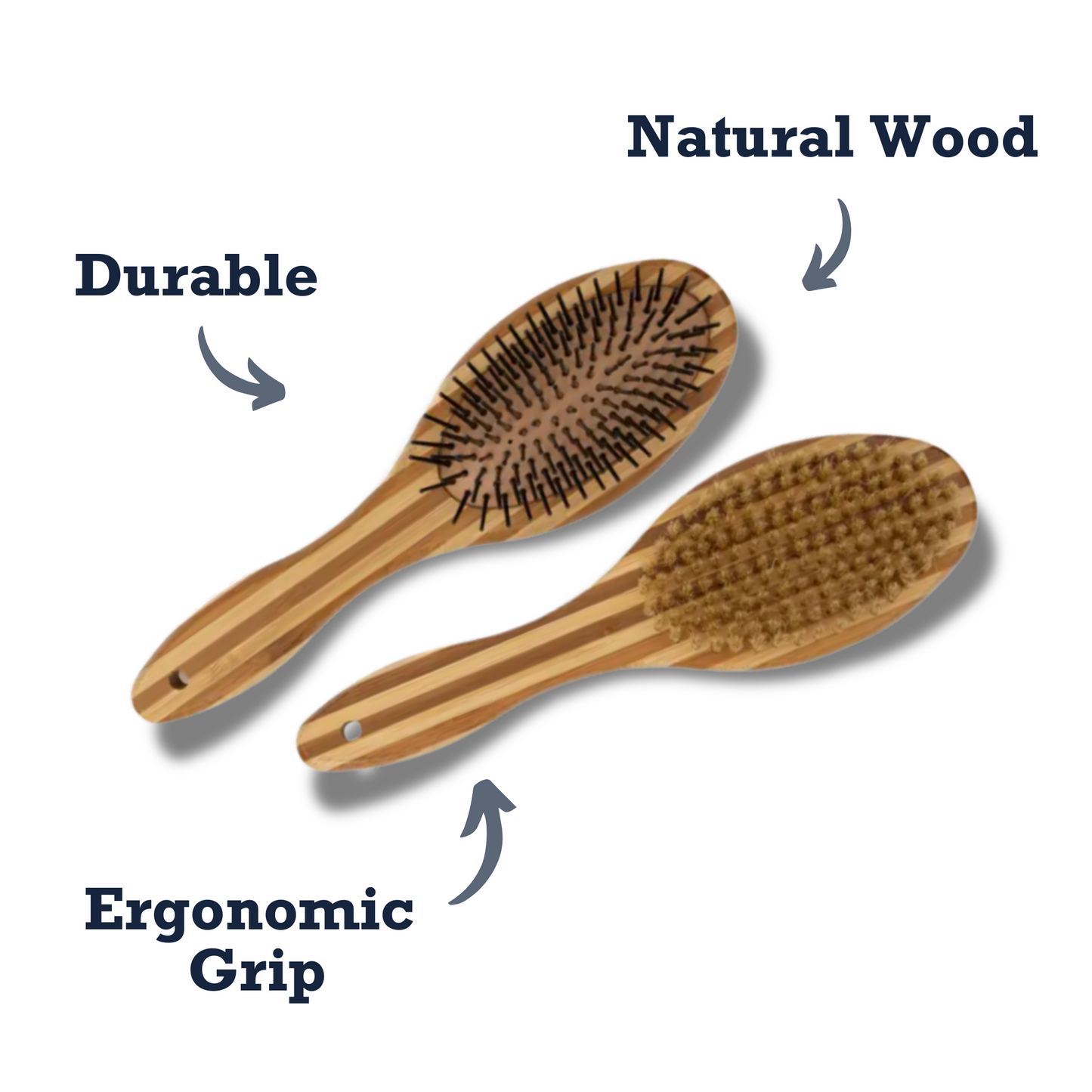 Country Living dual-sided natural wood dog brush with ergonomic grip and durable design for grooming and detangling pet fur