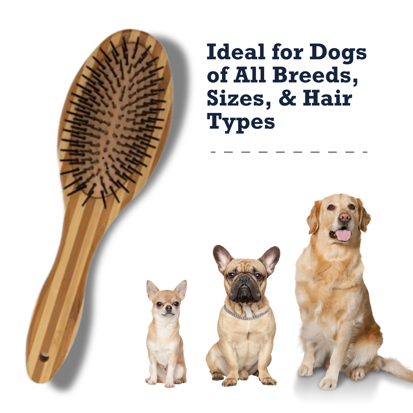 Country Living Dual-Sided Natural Wood Dog Brush with ergonomic handle and dual bristle and pin sides for all dog breeds and coat types