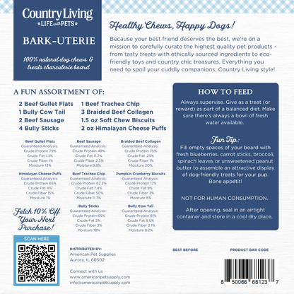 Country Living Bark-Uterie Board natural dog treats variety pack with high-protein, grain-free chews for all dog sizes