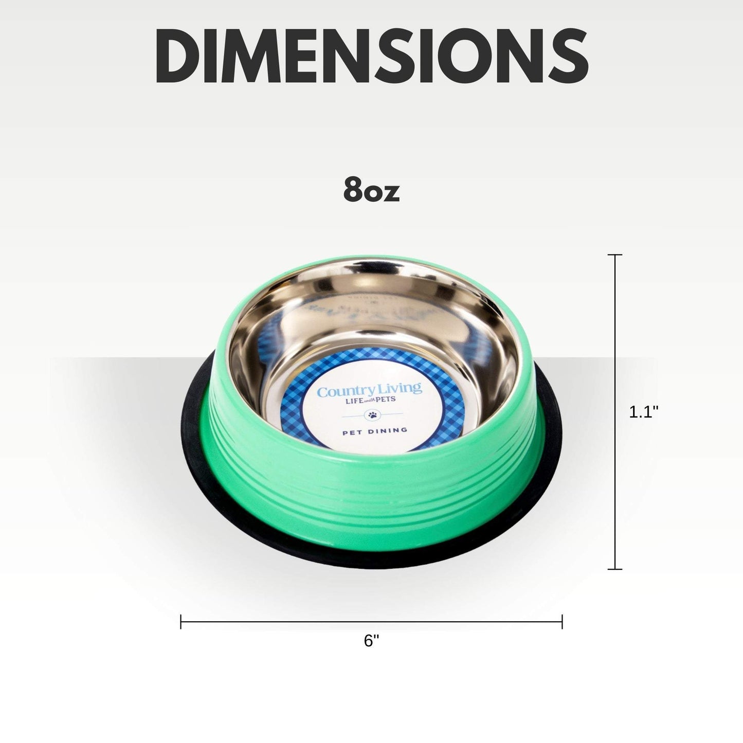 Set of 2 Irish Green Ribbed Non-Slip Pet Bowls with stainless steel interior and removable rubber base ring