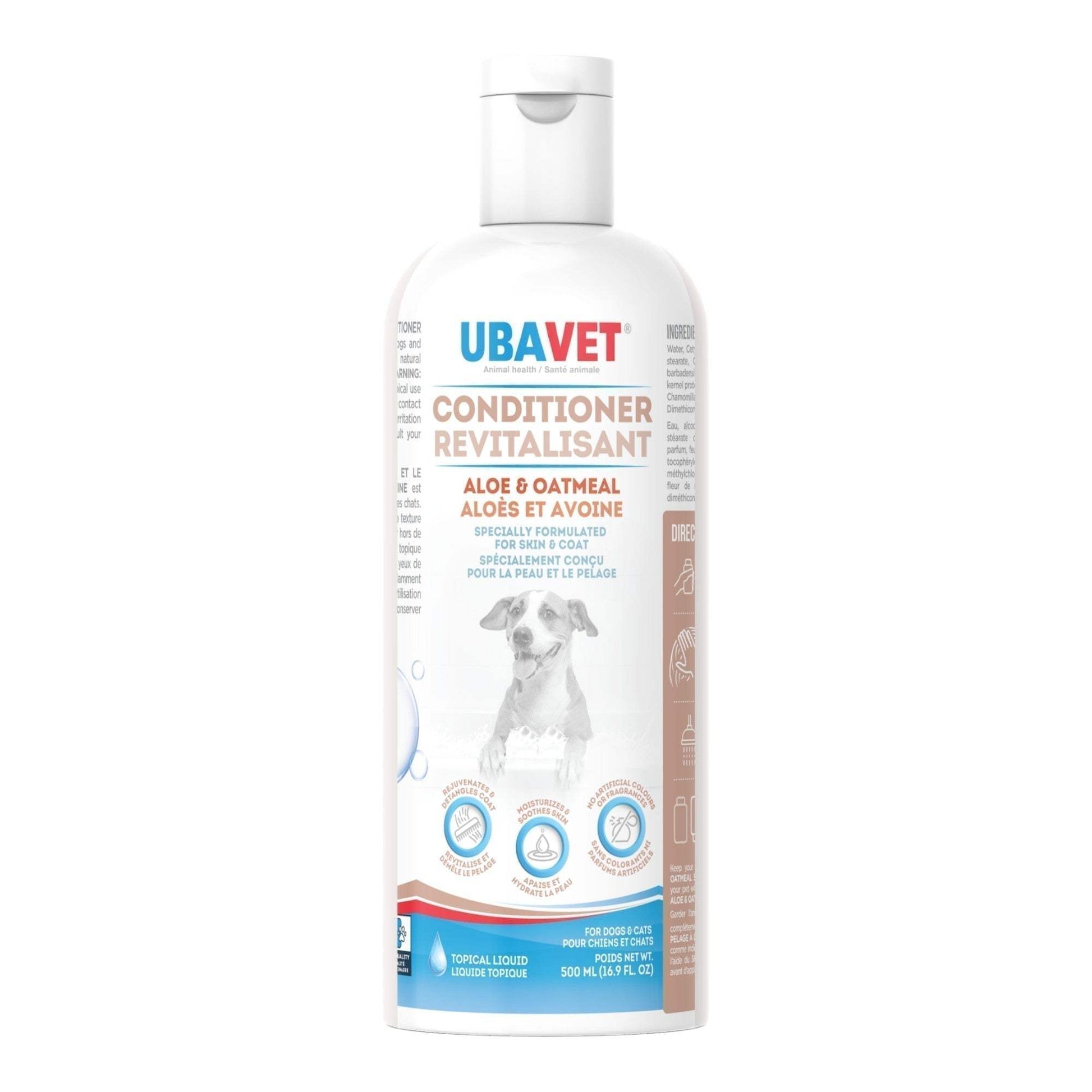 Ubavet Aloe and Oatmeal Conditioner for dogs and cats with soothing, moisturizing formula for sensitive skin in 16.9 fl oz bottle