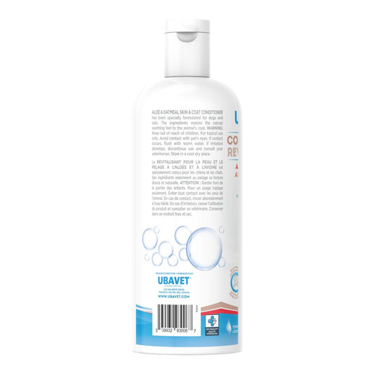 Ubavet Aloe and Oatmeal Conditioner for dogs and cats moisturizing sensitive skin formula 16.9 fl oz bottle