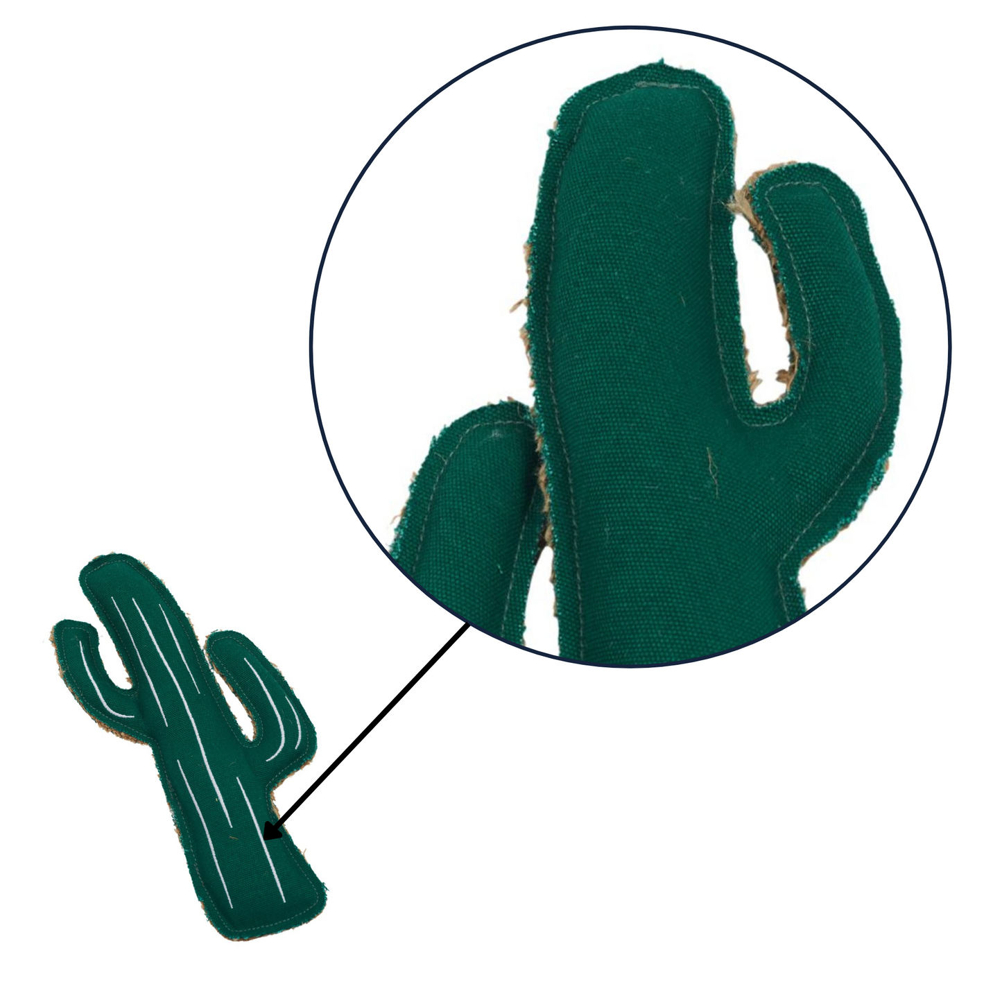 Country Living Canvas cactus-shaped durable dog chew toy made of natural jute and canvas for small to medium dogs