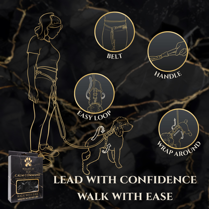 Calm Command no-pull leash with hands-free waist belt for safe, comfortable dog walking