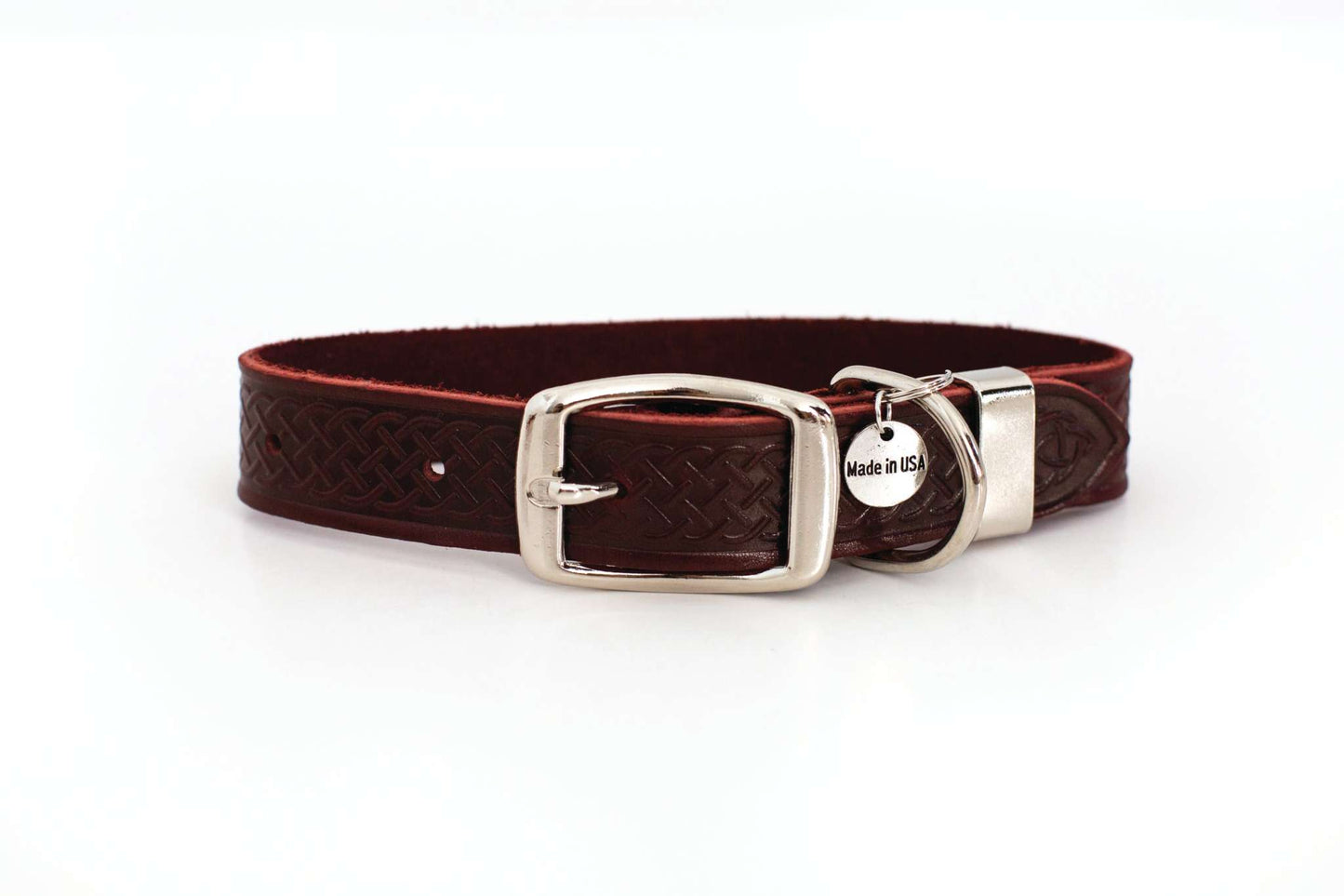Celtic Style Leather Dog Collar – Unique Fire & Water Design for Dogs