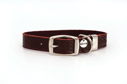 Celtic Style Leather Dog Collar – Unique Fire & Water Design for Dogs