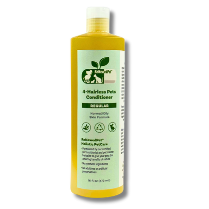 ReNewedPet 4-Hairless Pets Regular Conditioner for normal oily skin, natural and organic ingredients, 16 oz bottle