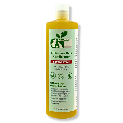 4-Hairless Pets Restorative Conditioner bottle for moisturizing and soothing pet skin after bath
