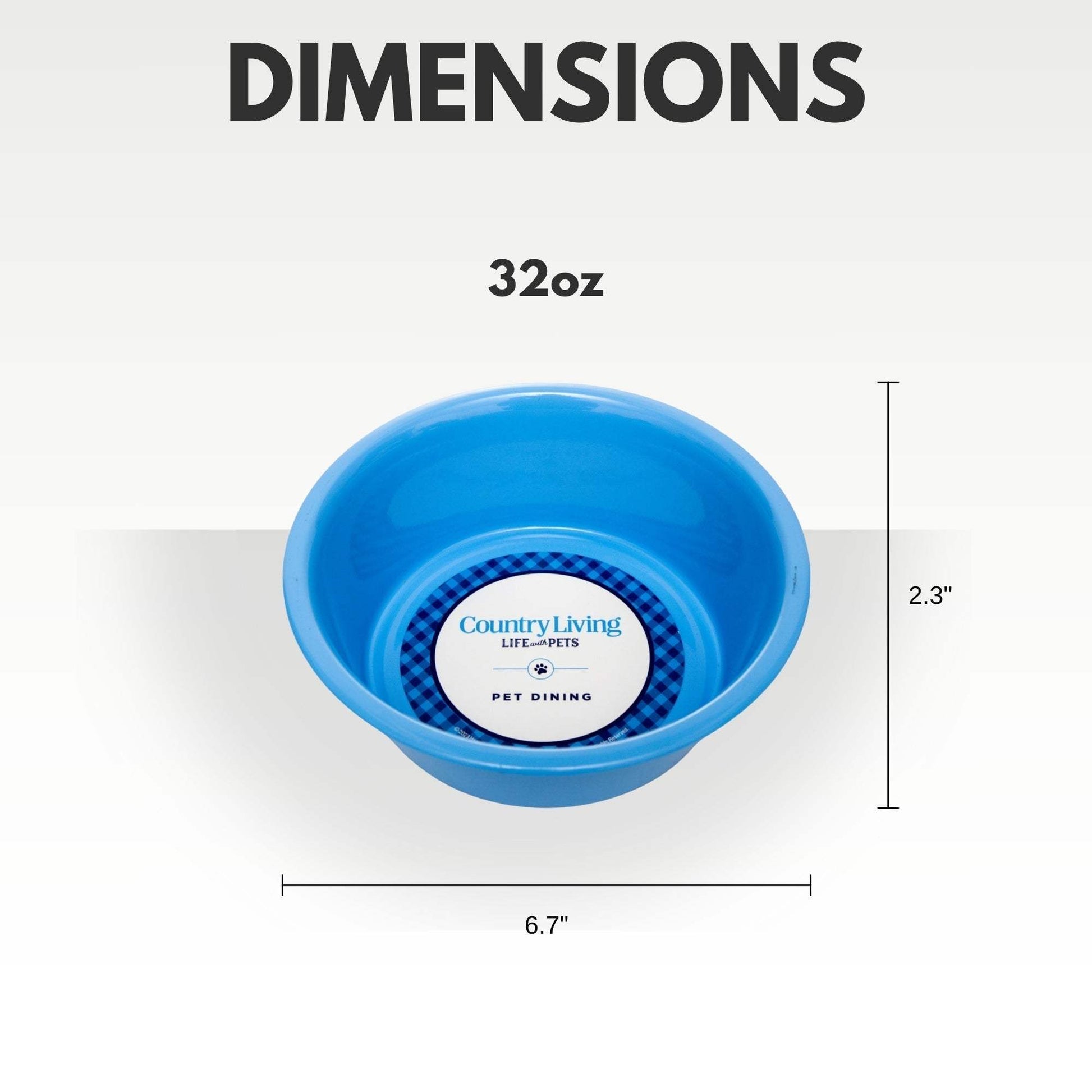 Country Living Set of 2 Coated Stainless Steel Heavy Dog Bowls in blue, 32oz capacity with non-slip silicone feet for medium to large dogs