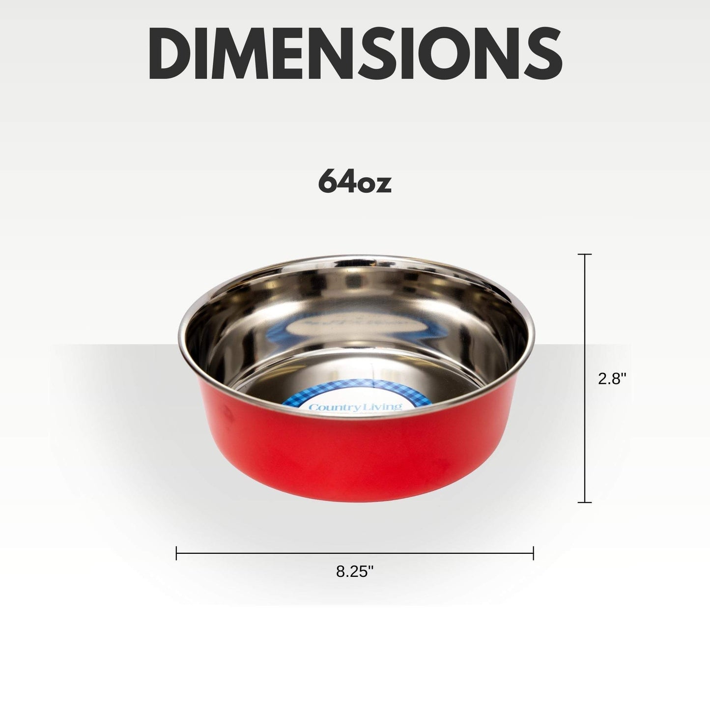 Country Living Set of 2 Heavy Gauge Stainless Steel Dog Bowls –Durable