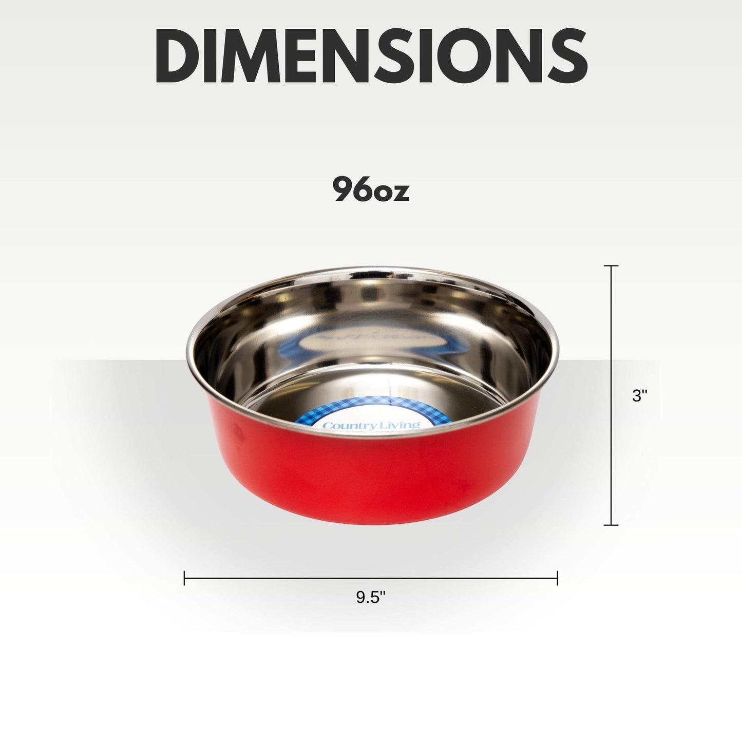 Country Living Set of 2 Heavy Gauge Stainless Steel Dog Bowls –Durable