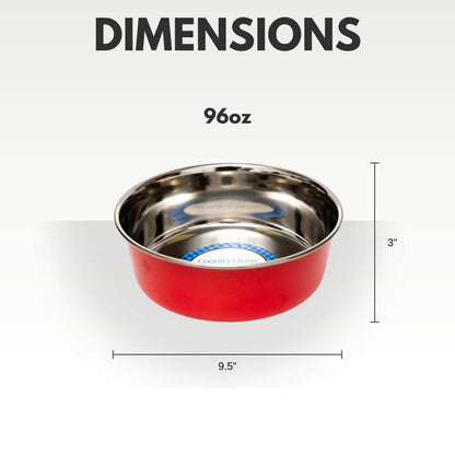 Country Living Set of 2 Heavy Gauge Stainless Steel Dog Bowls –Durable