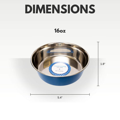 Country Living Set of 2 Heavy Gauge Stainless Steel Dog Bowls –Durable