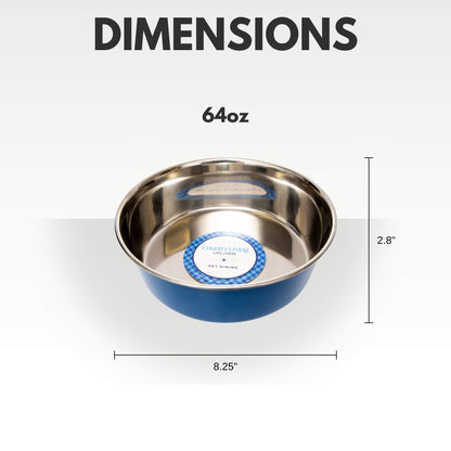 Country Living Set of 2 Heavy Gauge Stainless Steel Dog Bowls –Durable