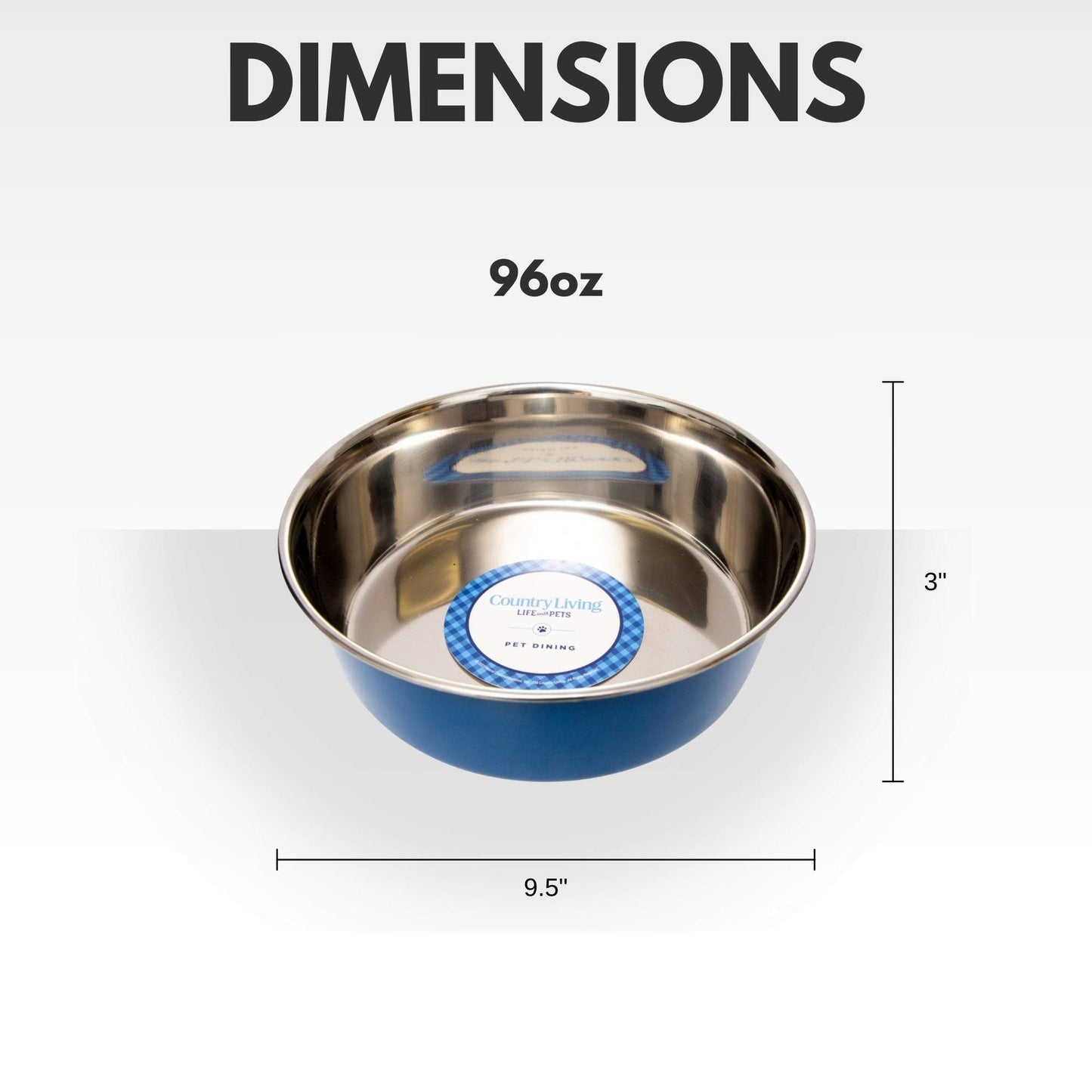 Country Living Set of 2 Heavy Gauge Stainless Steel Dog Bowls –Durable