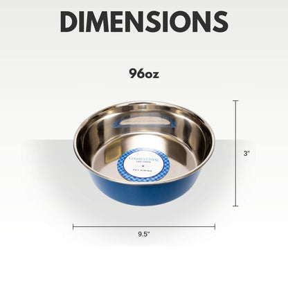 Country Living Set of 2 Heavy Gauge Stainless Steel Dog Bowls –Durable
