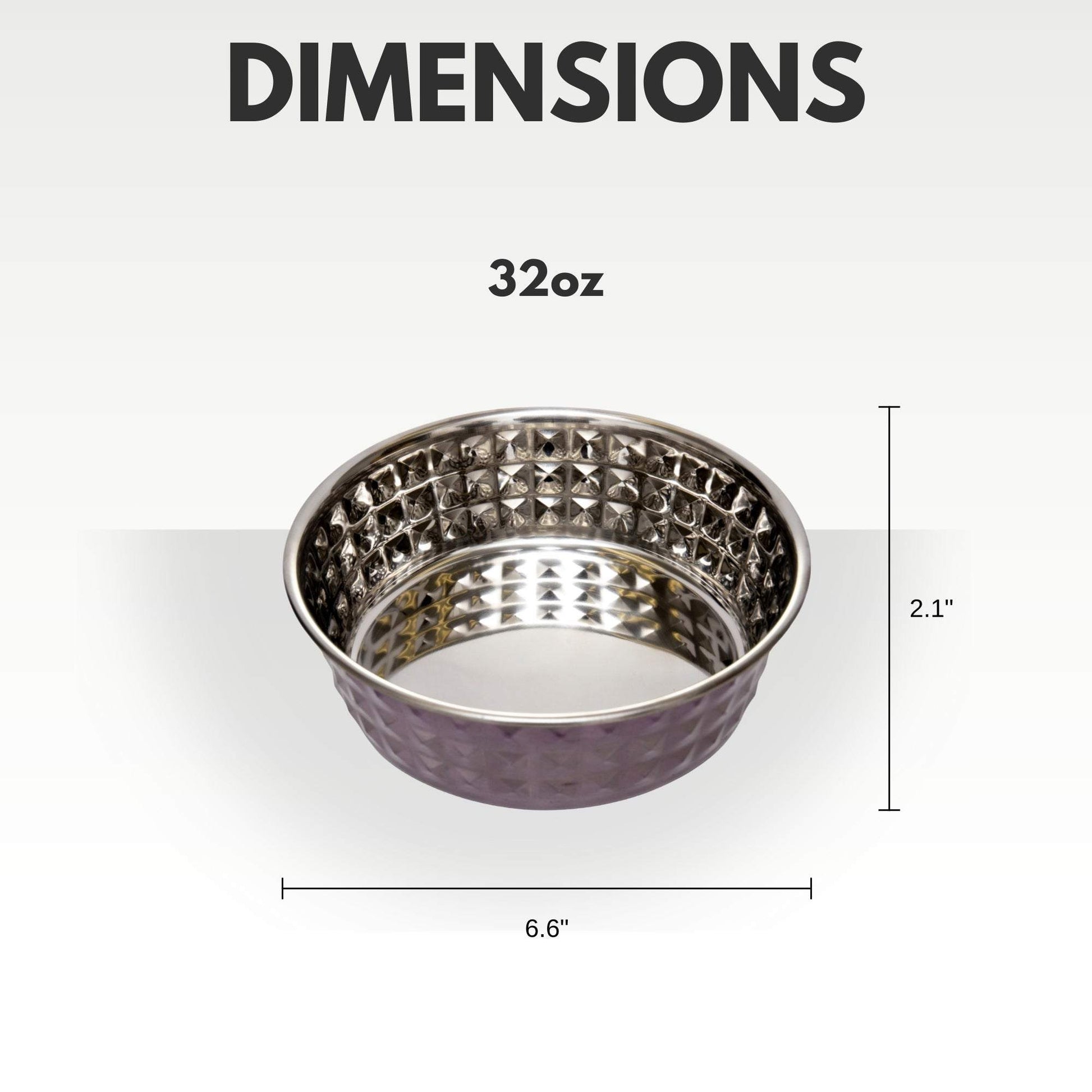 Country Living hammered stainless steel dog bowl lavender 32oz dimensions 6.6x2.1 inches
