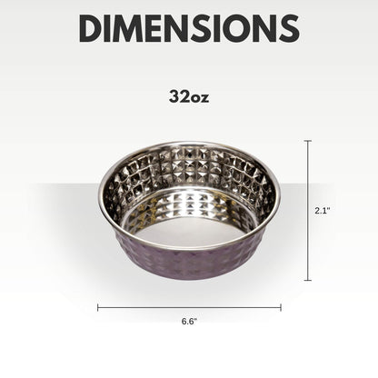 Country Living hammered stainless steel dog bowl lavender 32oz dimensions 6.6x2.1 inches