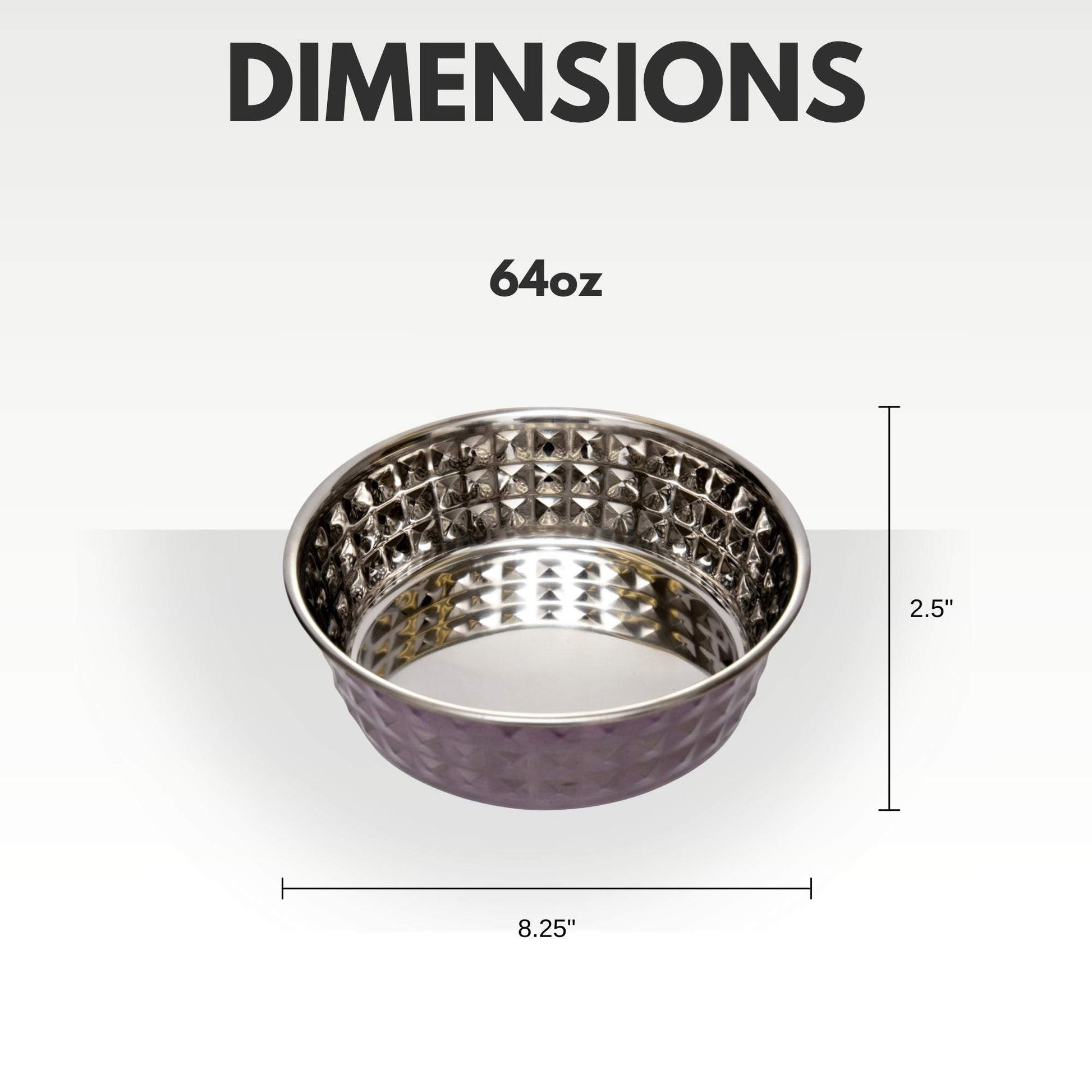 Country Living set of 2 hammered stainless steel dog bowls in lavender, 64oz size with 8.25-inch diameter and 2.5-inch height