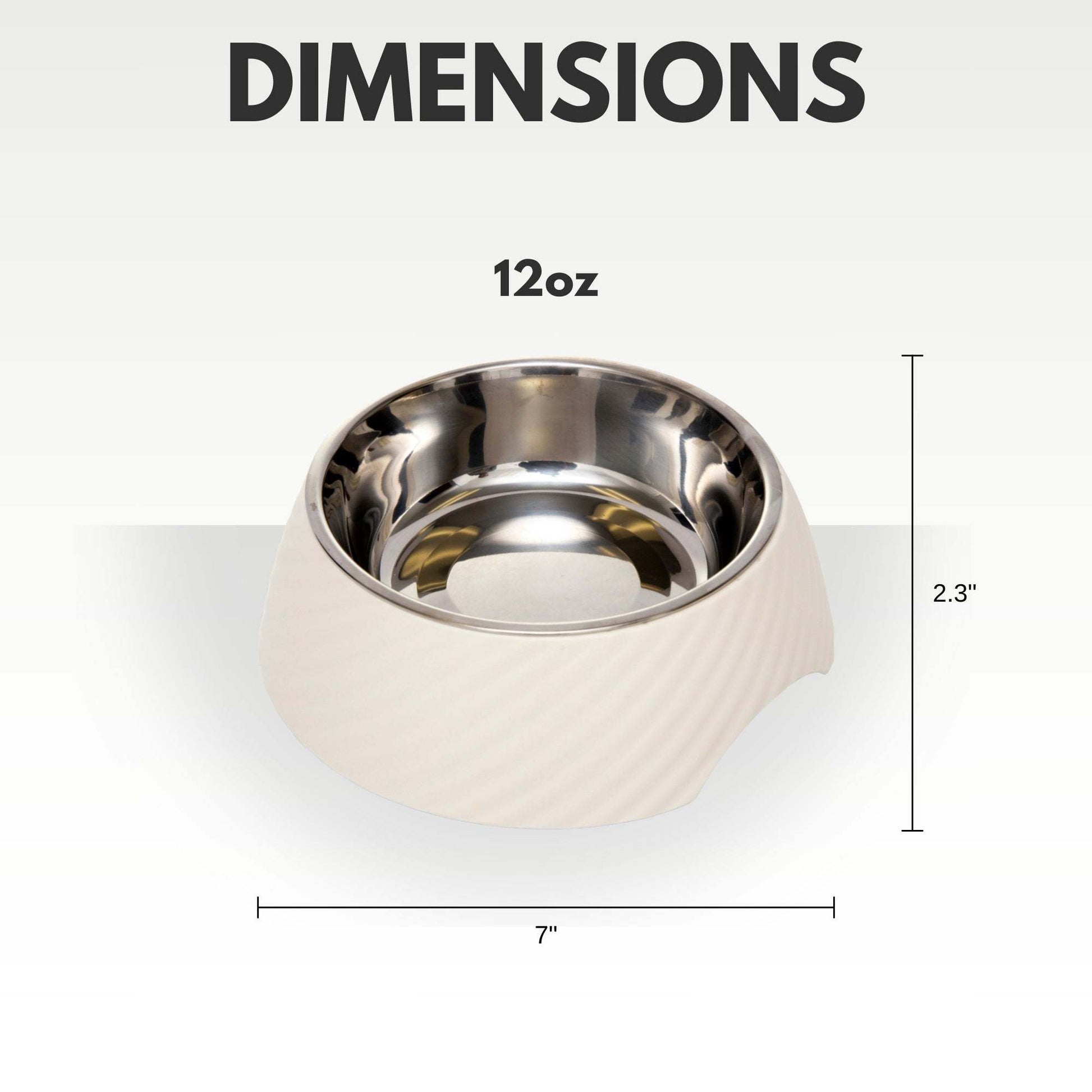 Country Living set of 2 white twill melamine dog bowls with removable stainless steel inserts, 12oz and 24oz sizes, durable and dishwasher-safe
