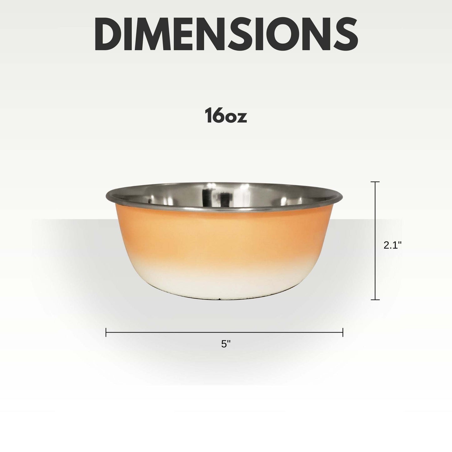 peach coral stainless steel deep dog bowl 16oz with non-slip base and rust-resistant finish