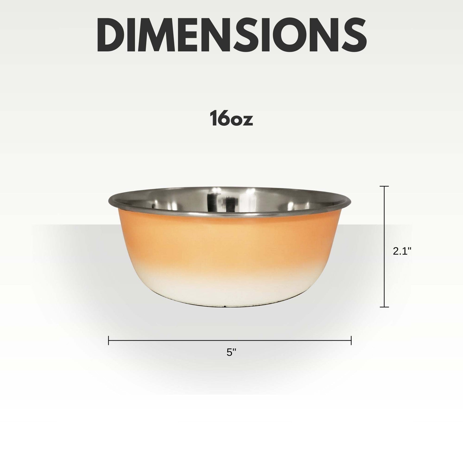 peach coral stainless steel deep dog bowl 16oz with non-slip base and rust-resistant finish