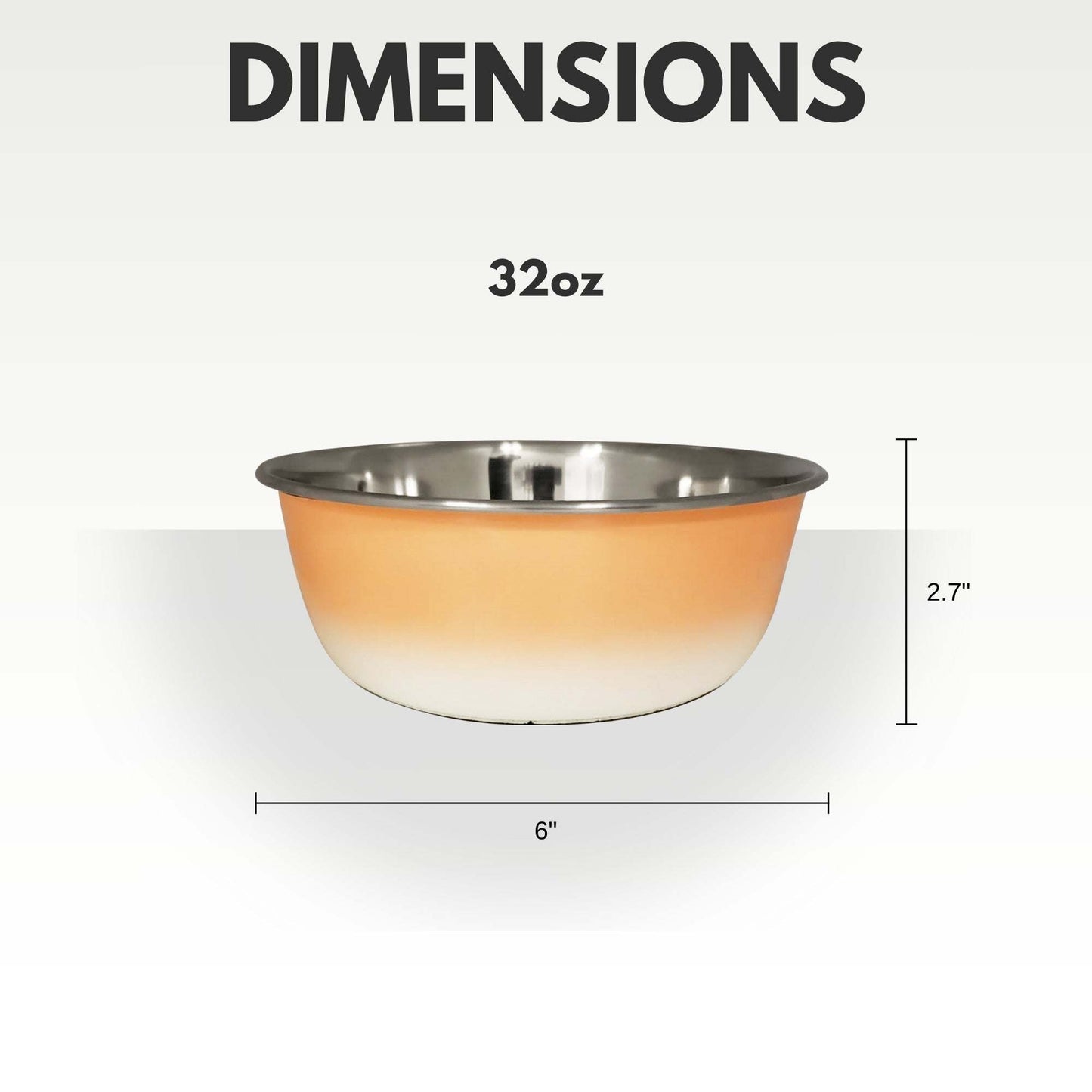 Peach coral deep dog bowl stainless steel 32oz with non-slip base and rust-resistant finish