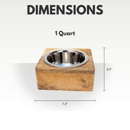 Country Living Stylish Stainless Steel Dog Bowl with Mango Wood Stand