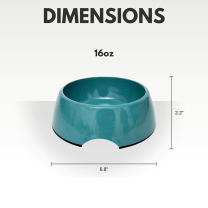 Country Living set of 2 teal blue natural fiber dog bowls with anti-skid base and ergonomic grip