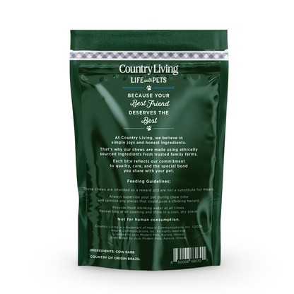 Country Living Natural Cow Ears - All-Natural Dog Chews, Dental Health