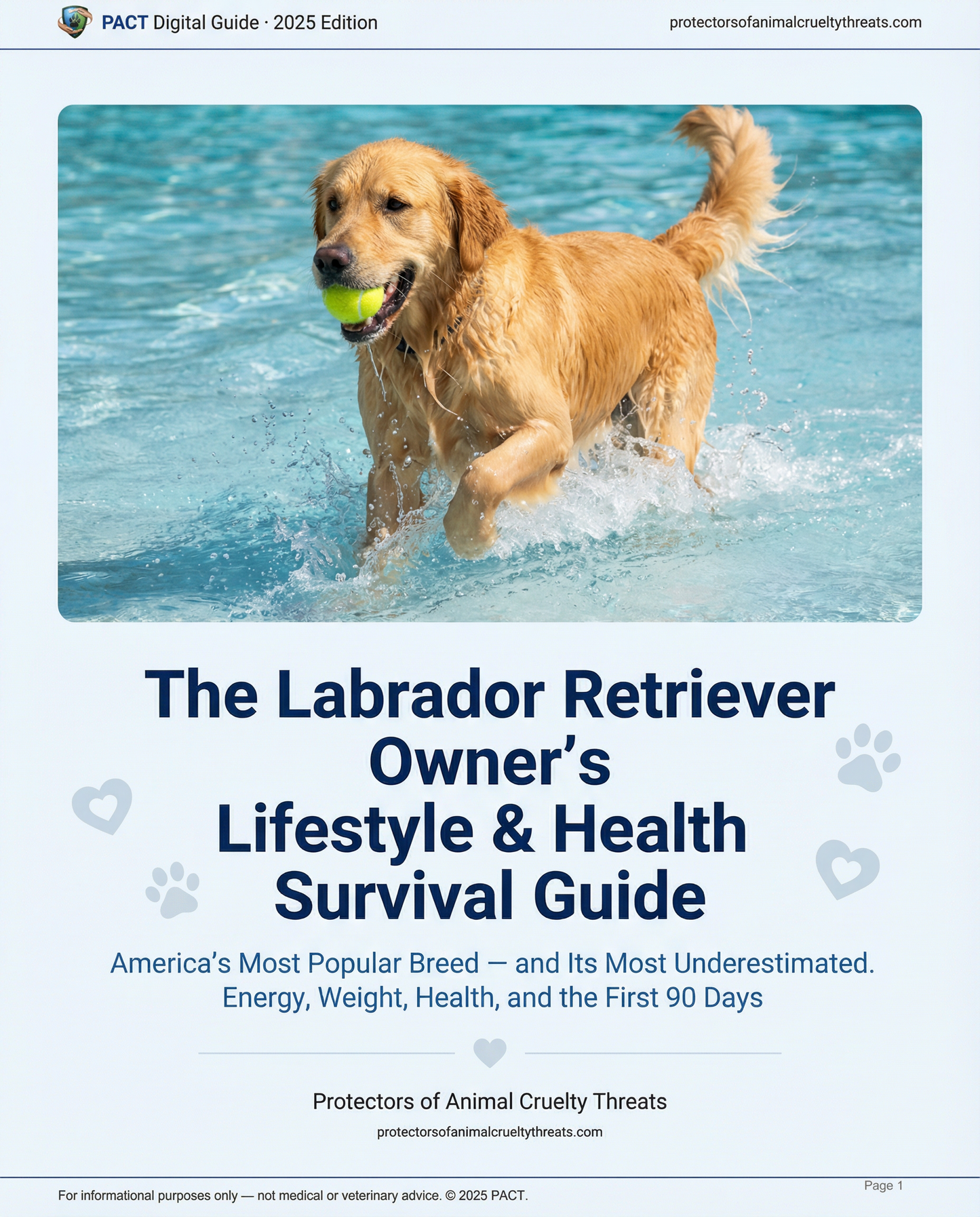 2025 edition of the PACT Labrador Retriever Owner’s Lifestyle & Health Survival Guide digital book cover