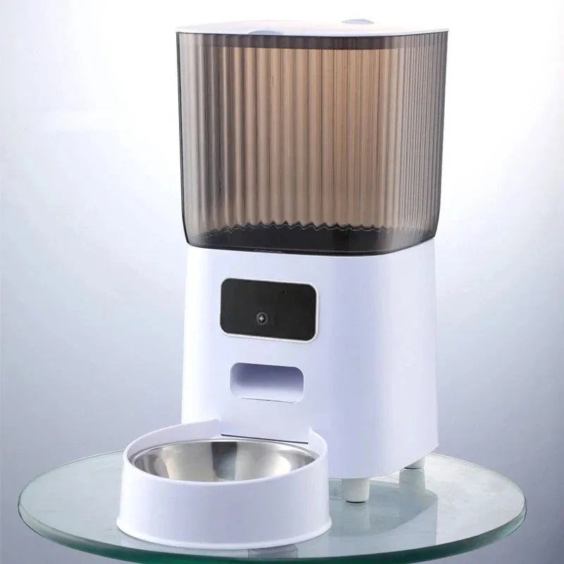 5L double bowls smart automatic cat feeder with camera and voice recorder for dry food dispensing