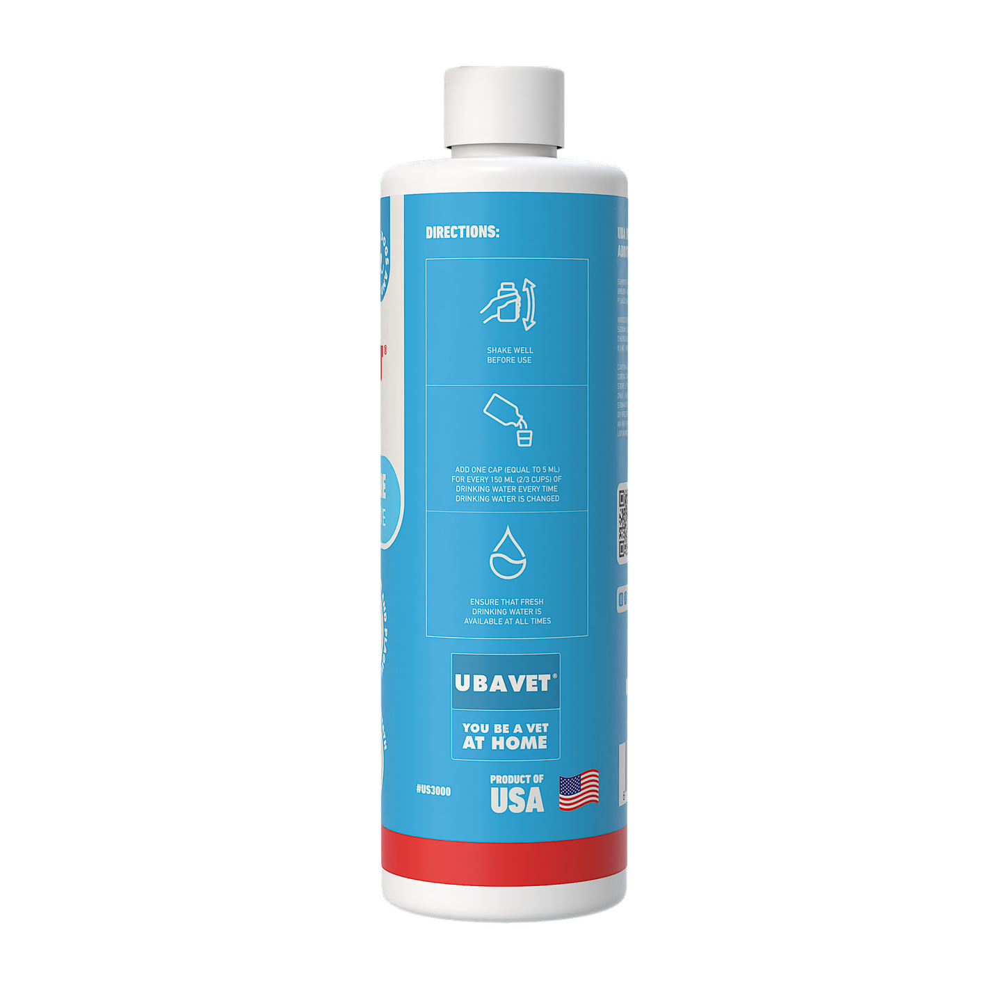 UBAVET Dental Care Water Additive for dogs and cats, odorless and tasteless oral health solution, 16 fl oz bottle