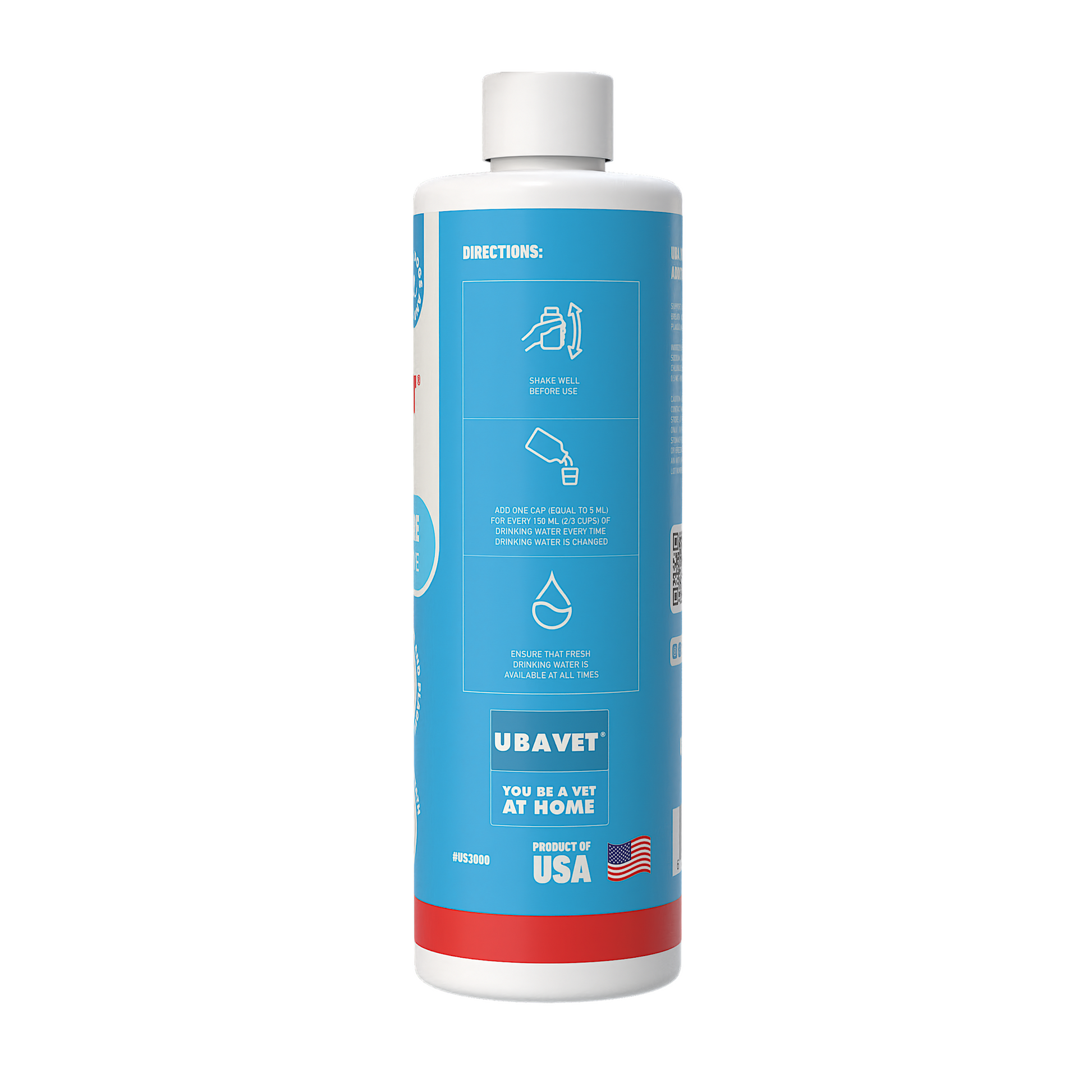 UBAVET Dental Care Water Additive for dogs and cats, odorless and tasteless oral health solution, 16 fl oz bottle